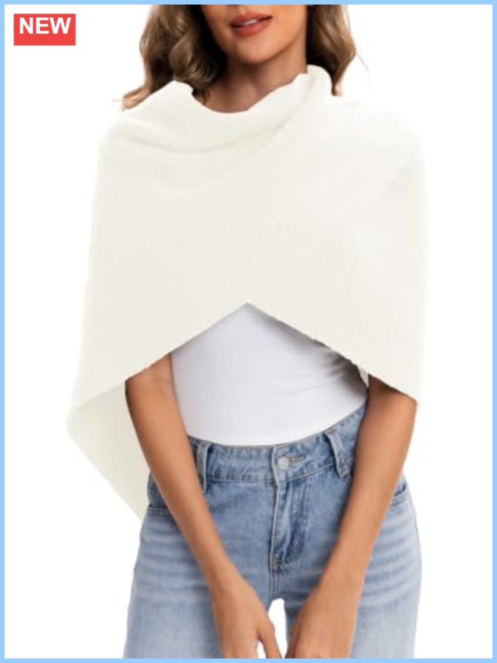 Wool Blend Shawl Wrap Poncho Sweater Pashmina One Size